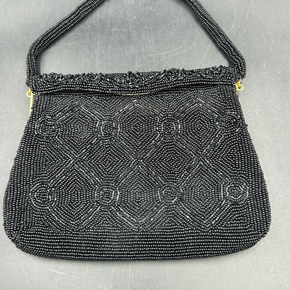 Walborg Handbags - Vintage Walborg Black glass Beaded Satchel Japan
